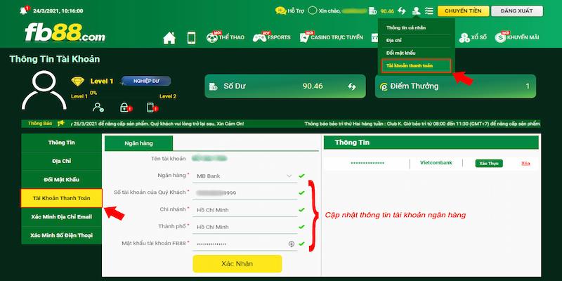 Thông tin chính xác thì việc rút tiền Fb88 sẽ diễn ra thuận lợi hơn